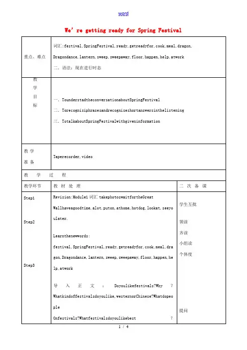 七年级英语下册 Module 2 Unit 1 We re getting ready for Sp