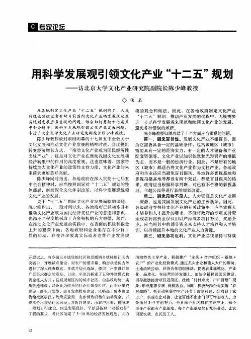 用科学发展观引领文化产业“十二五”规划——访北京大学文化产业研究院副院长陈少峰教授