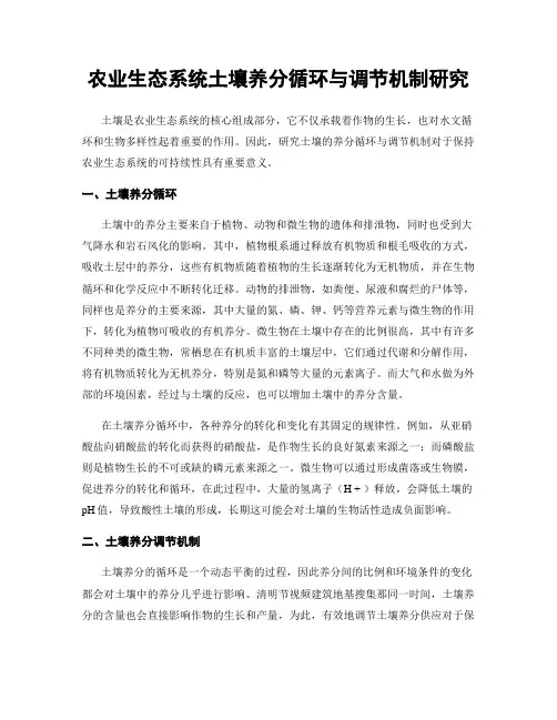 农业生态系统土壤养分循环与调节机制研究