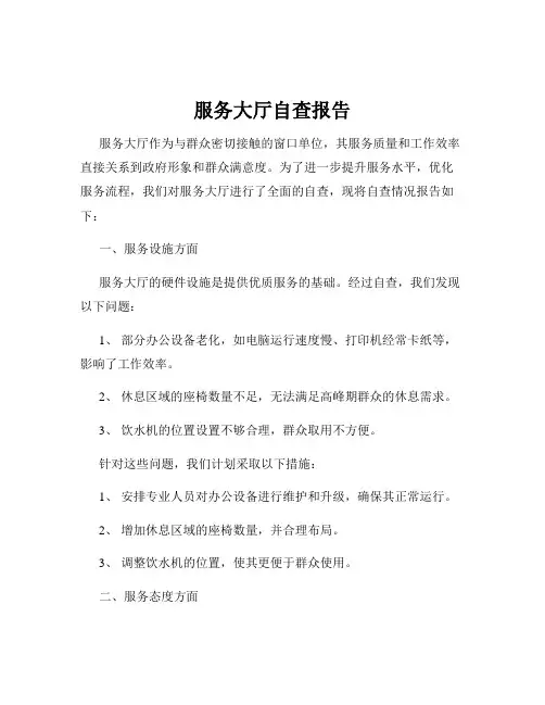 服务大厅自查报告