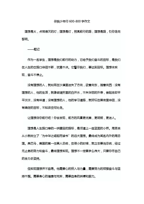 伴我少年行600-800字作文