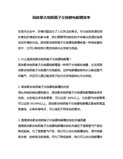 固体聚合物阴离子交换膜电解槽效率