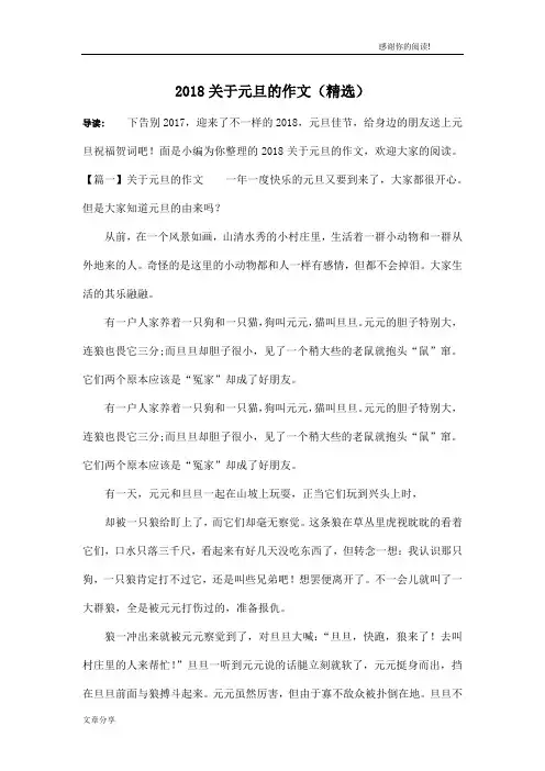 2018关于元旦的作文(精选)