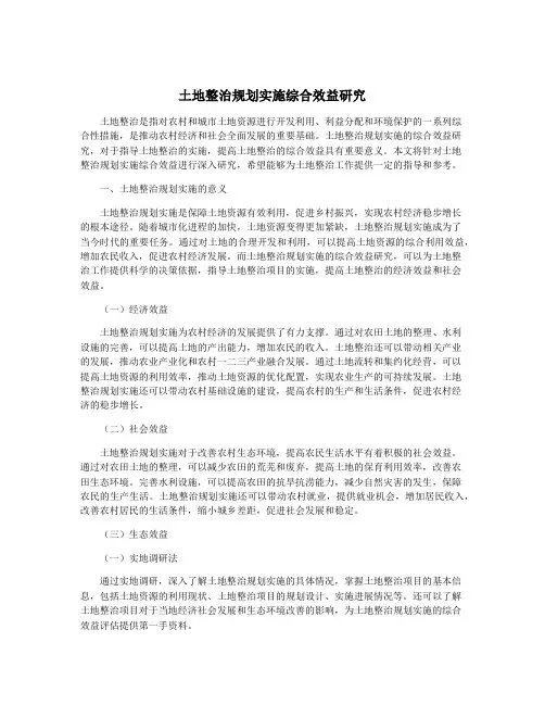 土地整治规划实施综合效益研究