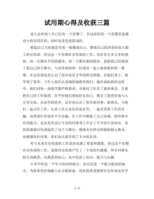 试用期心得及收获三篇