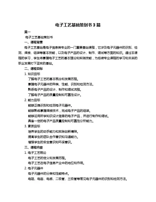 电子工艺基础策划书3篇