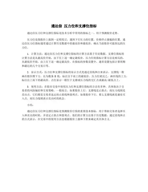 通达信 压力位和支撑位指标