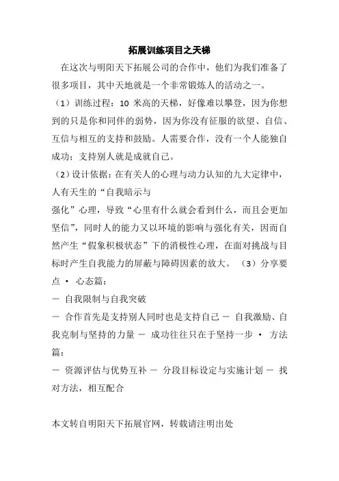 拓展训练项目之天梯