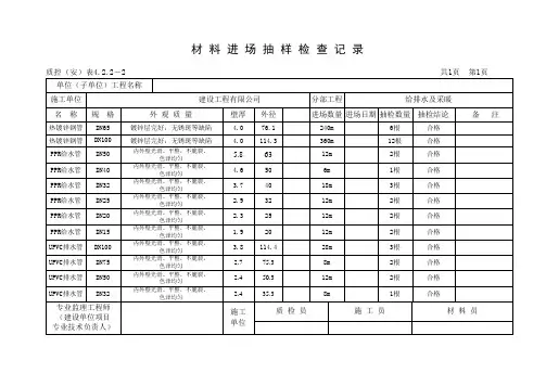 材料进场抽样检查记录填写范本