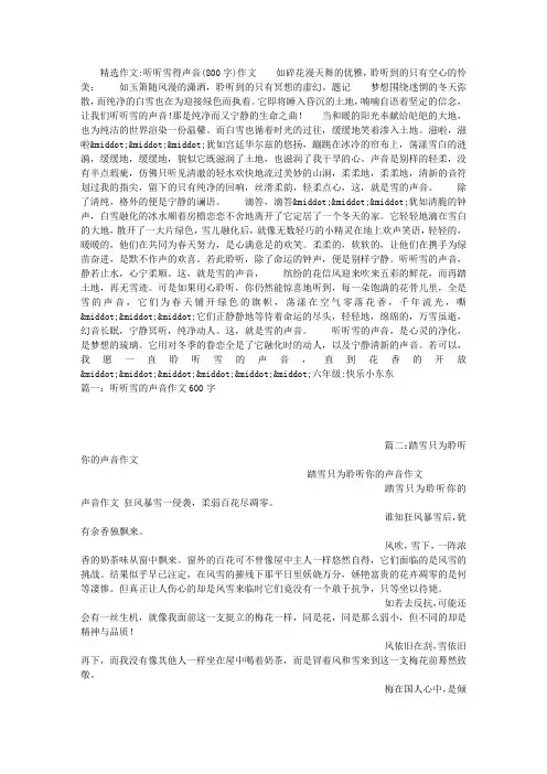 听听雪得声音(800字)作文