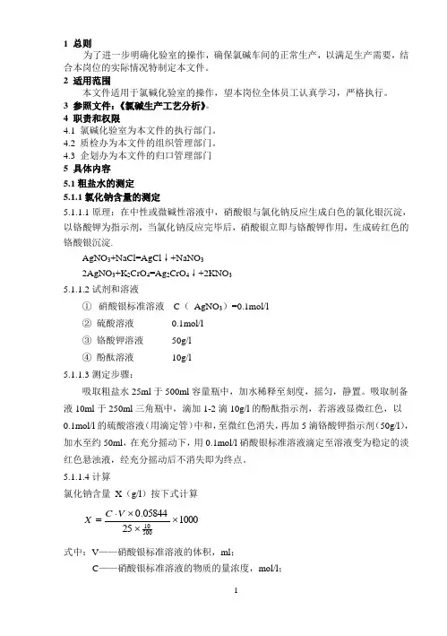 氯碱项目检测方法
