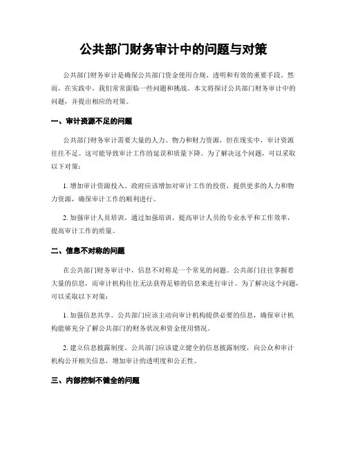 公共部门财务审计中的问题与对策