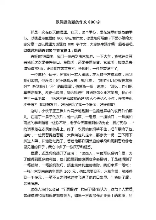 以偶遇为题的作文800字