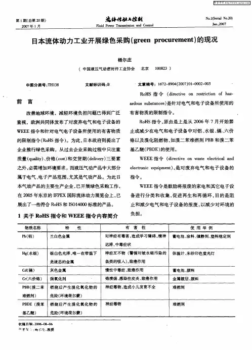 日本流体动力工业开展绿色采购(green procurement)的现况