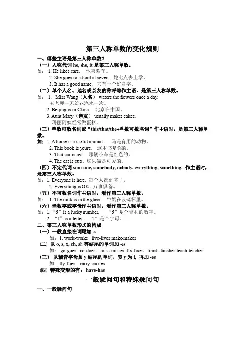(完整版)动词单数第三人称练习题