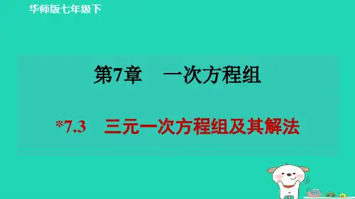 2024春七下第七章一次方程组7-3三元一次方程组及其解法作业新版华东师大版
