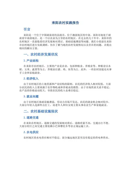 耒阳农村实践报告