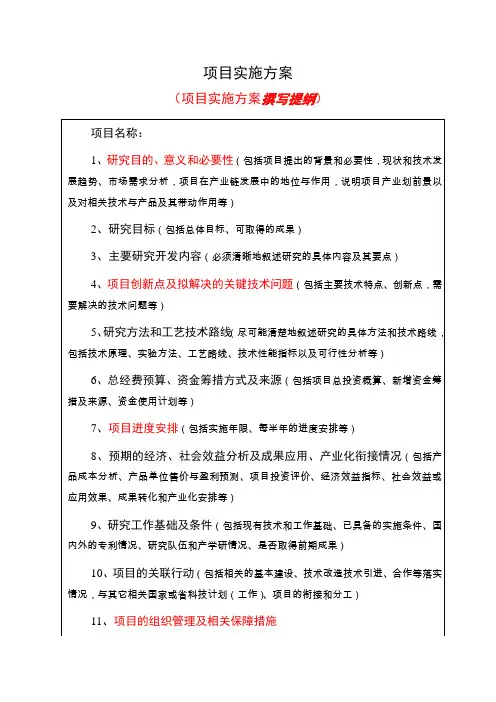 项目实施方案提纲
