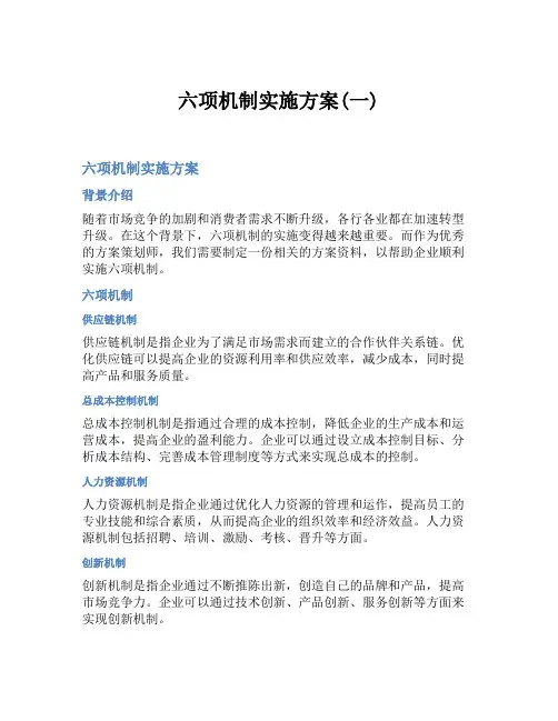 六项机制实施方案(一)