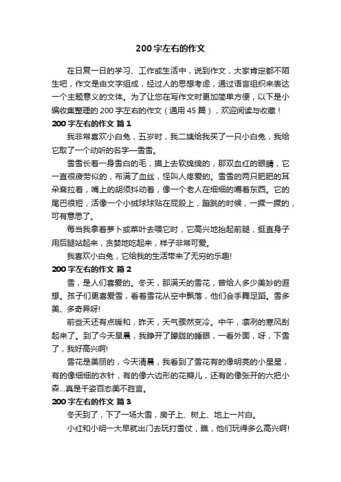 200字左右的作文（通用45篇）