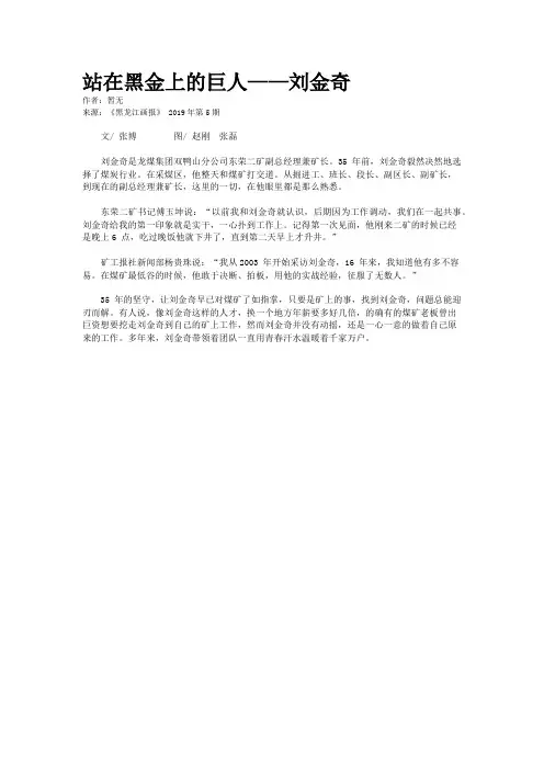 站在黑金上的巨人——刘金奇 