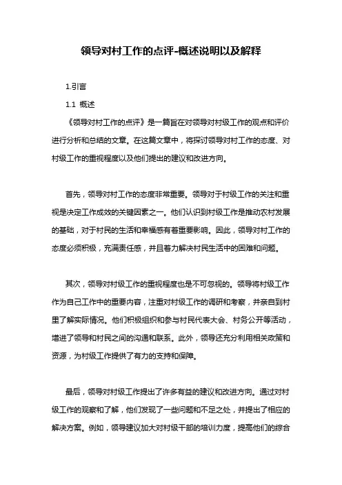 领导对村工作的点评-概述说明以及解释