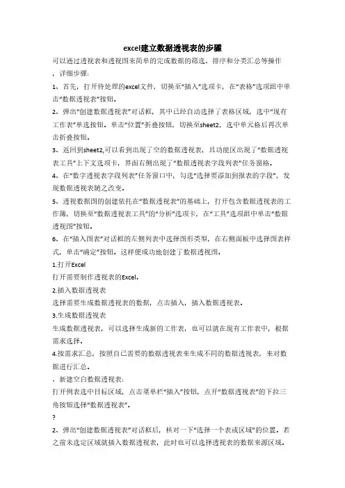 excel建立数据透视表的步骤