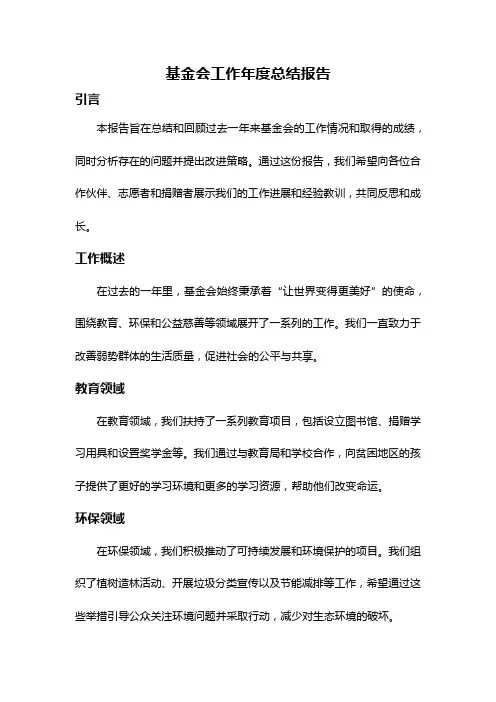 基金会工作年度总结报告