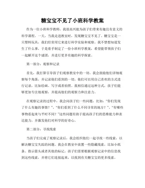 糖宝宝不见了小班科学教案
