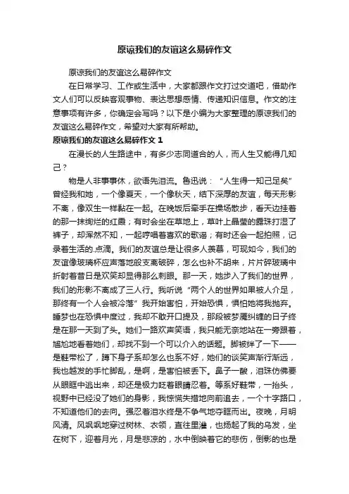 原谅我们的友谊这么易碎作文