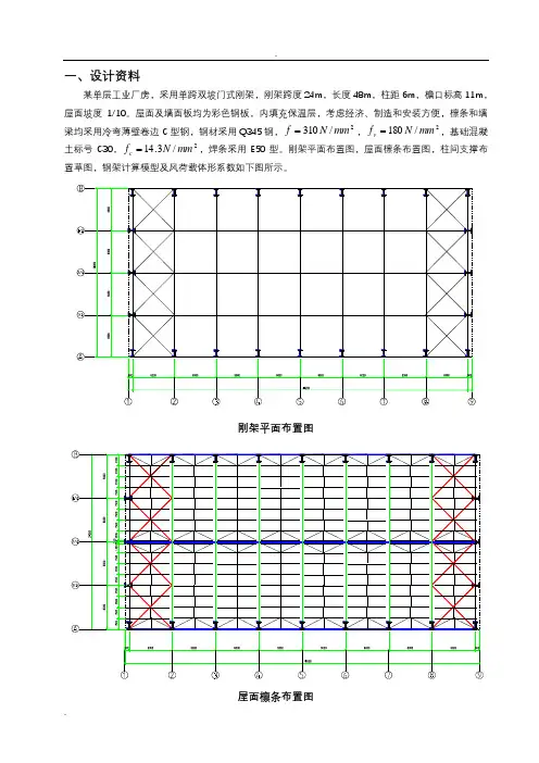 轻型门式钢架课程设计计算书