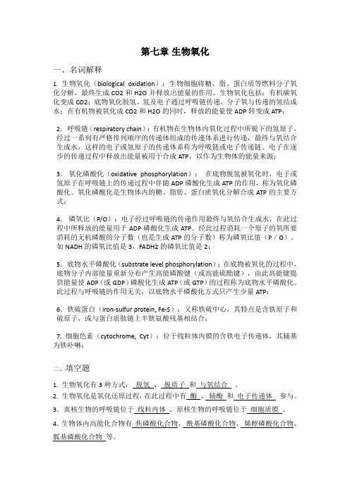 第七章 生物氧化习题