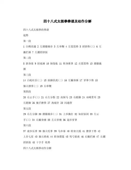 四十八式太极拳拳谱及动作分解