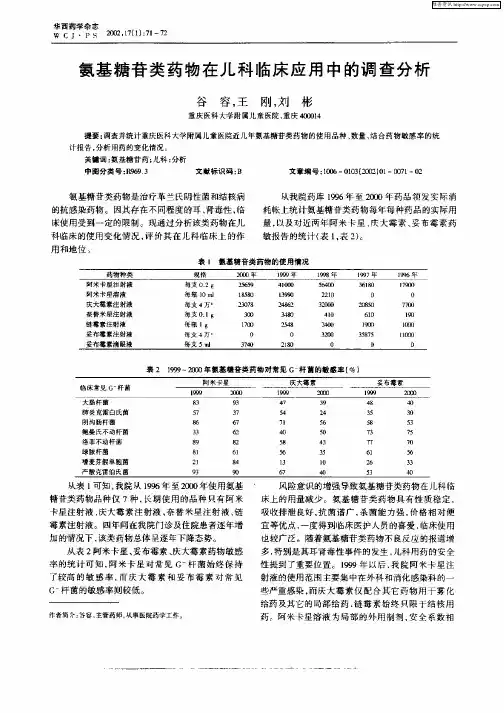氨基糖苷类药物在儿科临床应用中的调查分析