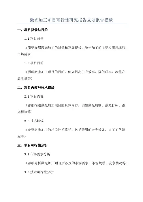 激光加工项目可行性研究报告立项报告模板