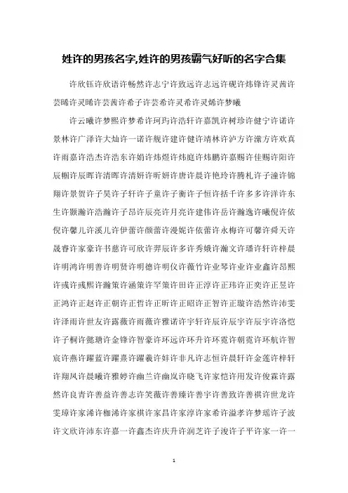 姓许的男孩名字,姓许的男孩霸气好听的名字合集