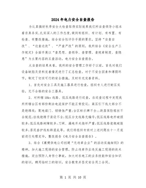 2024年电力安全自查报告(五篇)