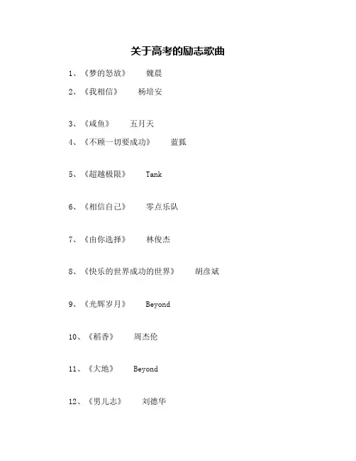 关于高考的励志歌曲