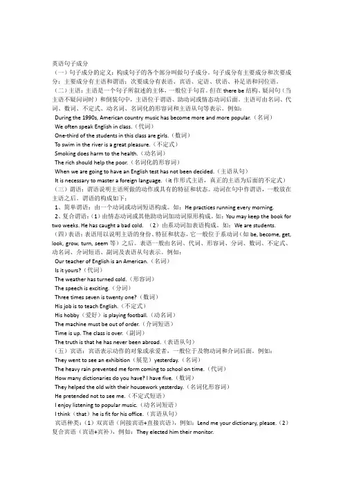 (完整版)高中英语划分句子成分句式练习题及答案