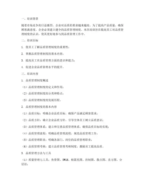 品质管理制度培训