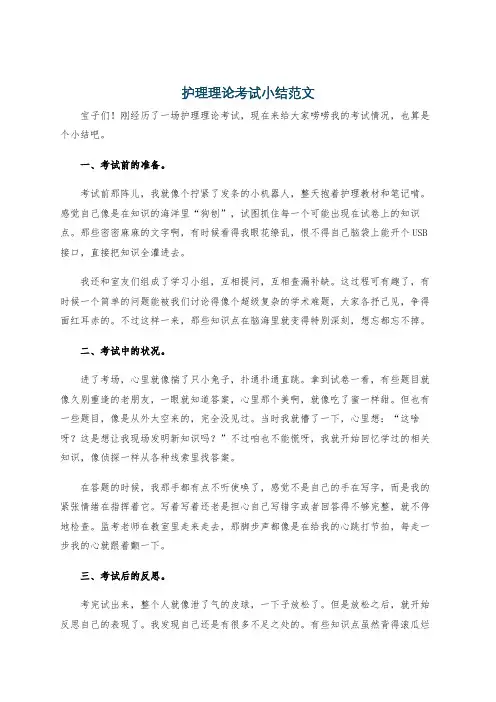 护理理论考试小结范文
