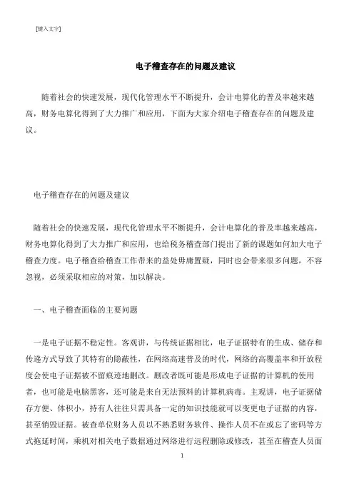 【推荐下载】电子稽查存在的问题及建议
