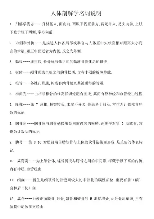 人体解剖学名词解释