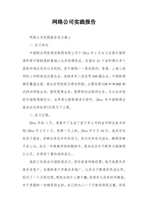 网络公司实践报告