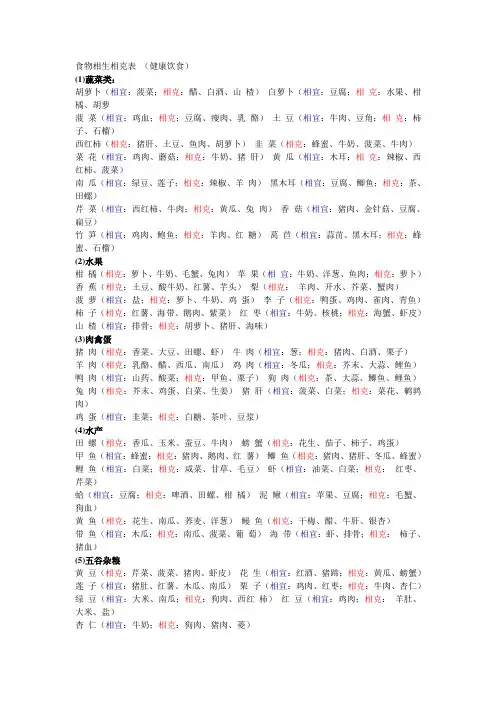 食物相生相克表