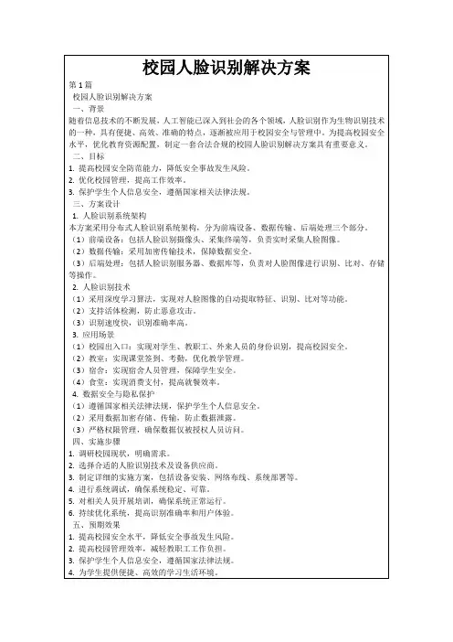 校园人脸识别解决方案