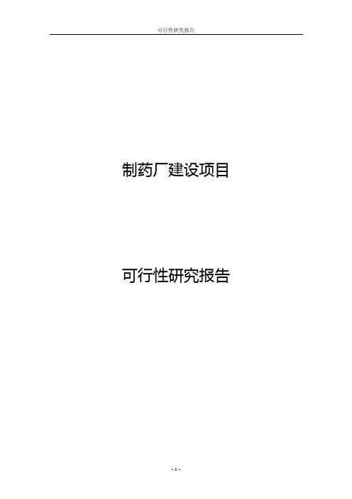 制药厂建设项目可行性研究报告