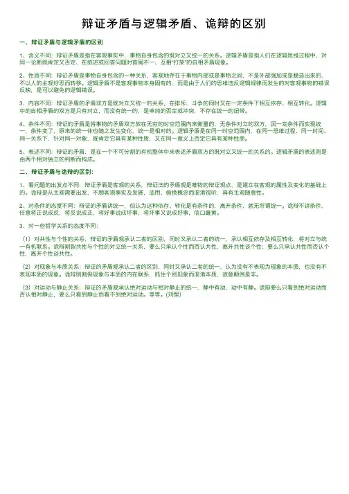 辩证矛盾与逻辑矛盾、诡辩的区别