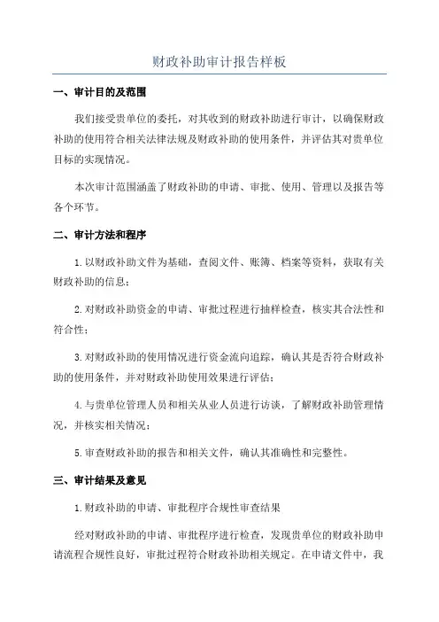 财政补助审计报告样板