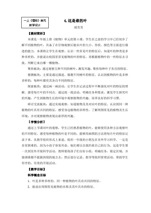 一上1-4《这是谁的叶》